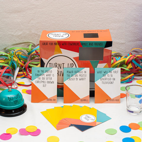 TMD Retail Turnt Up Trivia Card Game for Adults - Call Bell Game for Family and Friends - Bachelor and Birthday Party Trivia With 1.5 Oz Shot Glass (44 Ml)