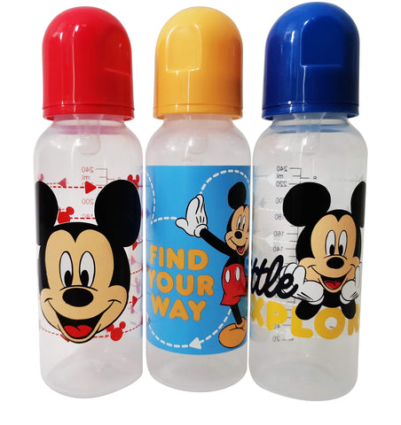 Cudlie Disney Baby Boy Mickey Mouse 9 oz Pack of Three Baby Bottles, Find Your Way