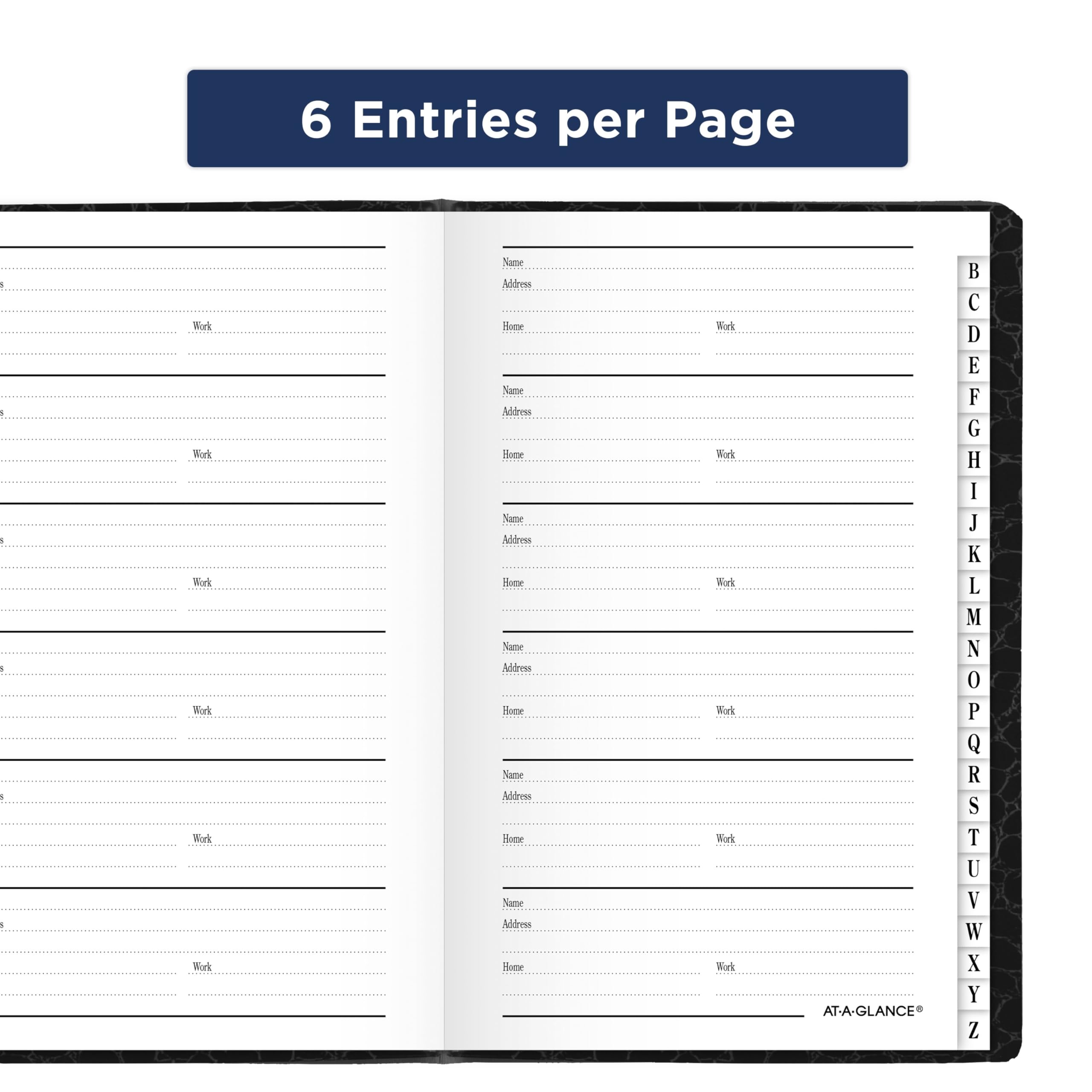 AT-A-Glance Telephone & Address Book, 600+ Entries, 4" x 6", Designer, Black (8040205)