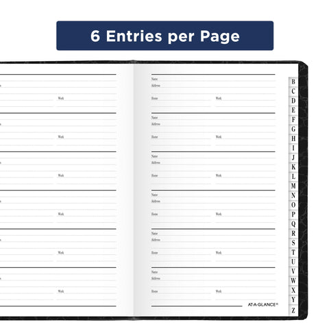 AT-A-Glance Telephone & Address Book, 600+ Entries, 4" x 6", Designer, Black (8040205)
