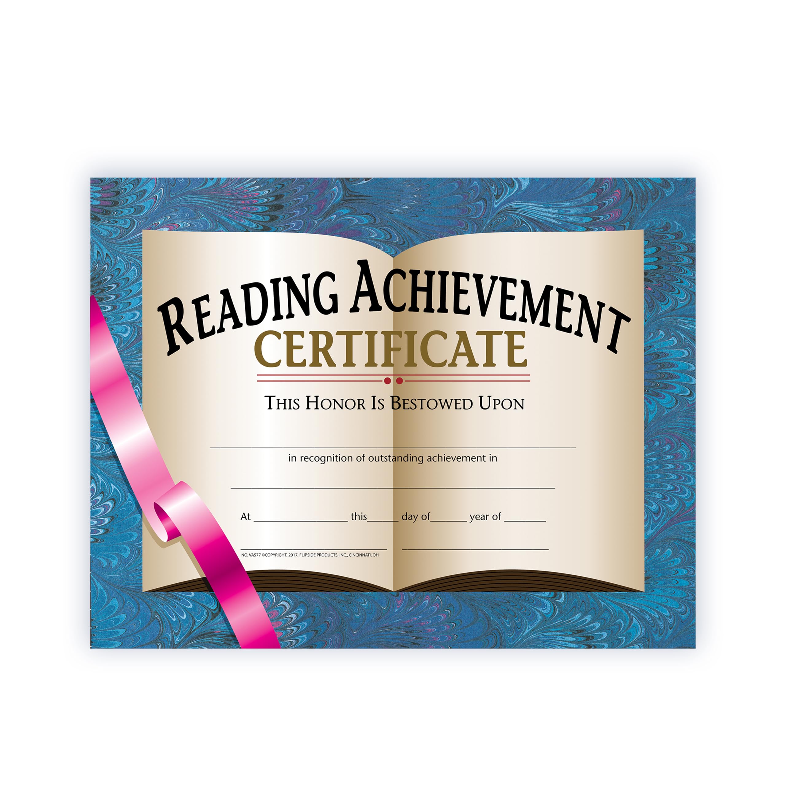 Hayes Reading Achievement Certificate, Blue Marbled Design, Customizable Student Awards for Excellence in Reading, 8.5" x 11", 30 Pack of Certificates