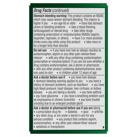 Excedrin PM for Headache Relief, Acetaminophen 250mg, Aspirin 250mg, Diphenhydramine Citrate 38mg, Pain Reliever, Nighttime Sleep-Aid, 24 Count