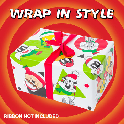 Looney Tunes Wrapping Paper Featuring Bugs Bunny, Taz, Daffy Duck, and Tweety, Pepé Le Pew, and Sylvester- 12 Sheets - 20" x 30" - Festive Holiday Gift Wrap by Silver Buffalo