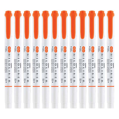 Zebra Pen Mildliner Dual-Tip Highlighters, Broad and Fine Tips, Ideal for Bible Highlighting, No Bleed, School Supplies, Teacher Supplies, and Office Supplies, Mild Marigold Ink, 12-Pack (78490upc)