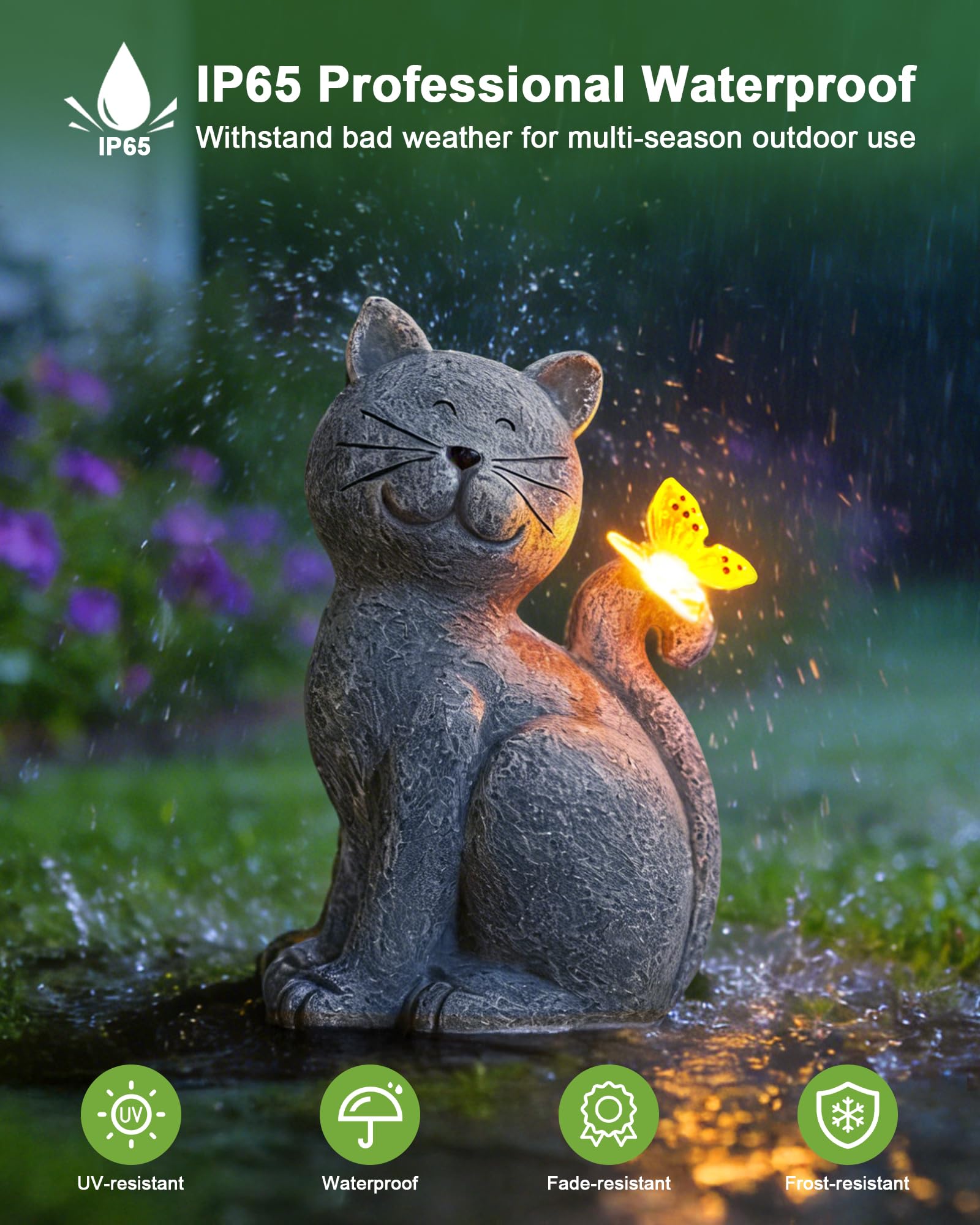 Nacome Cat Outdoor Statues for Garden: Outside Decor with Butterfly Clearance for Yard Art Lawn Ornaments Porch Patio Balcony Home House - Gifts for Mom Grandma Women