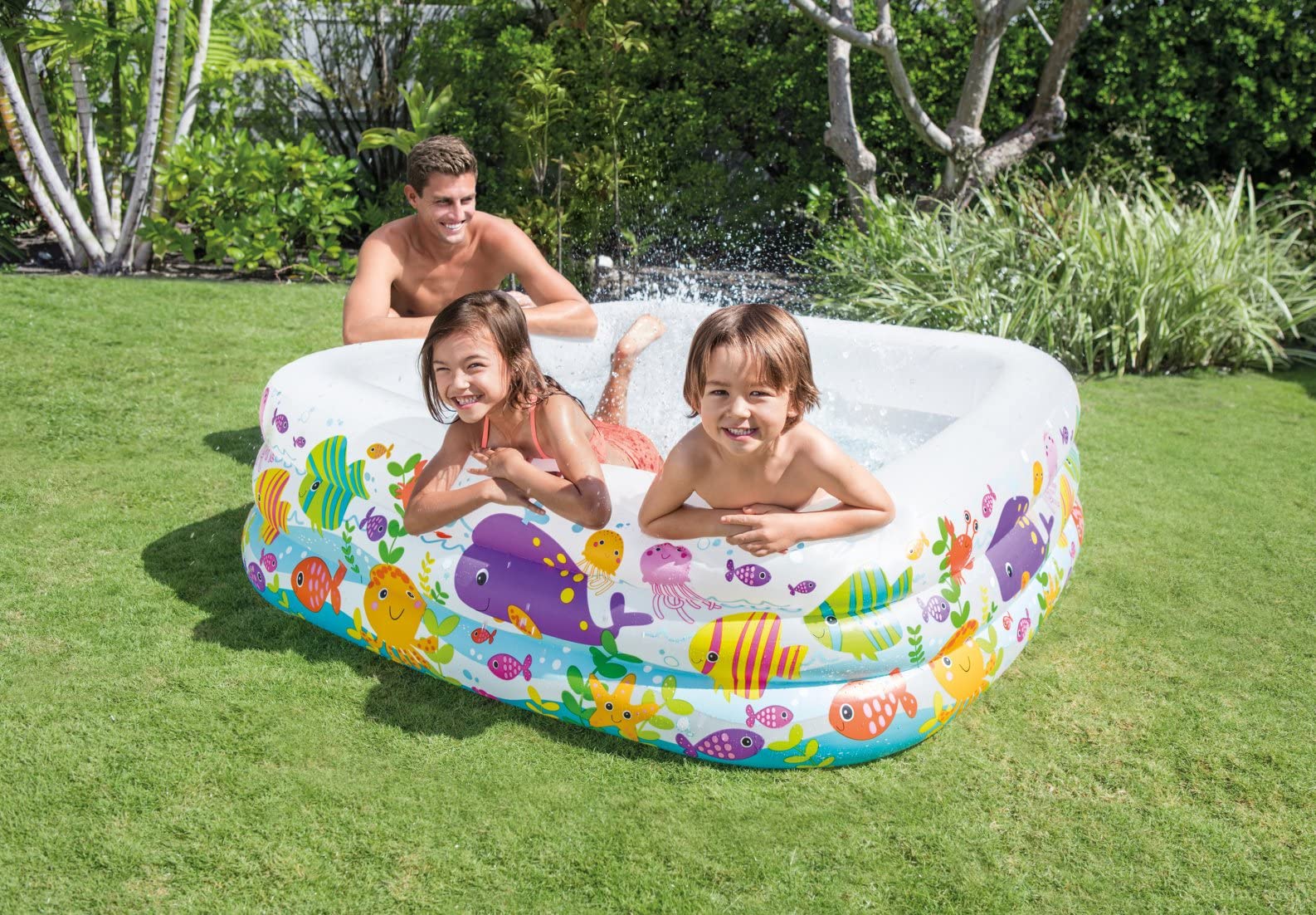Intex Swim Center Clearview Aquarium Inflatable Pool, 62.5" X 62.5" X 19.5", for Ages 3+