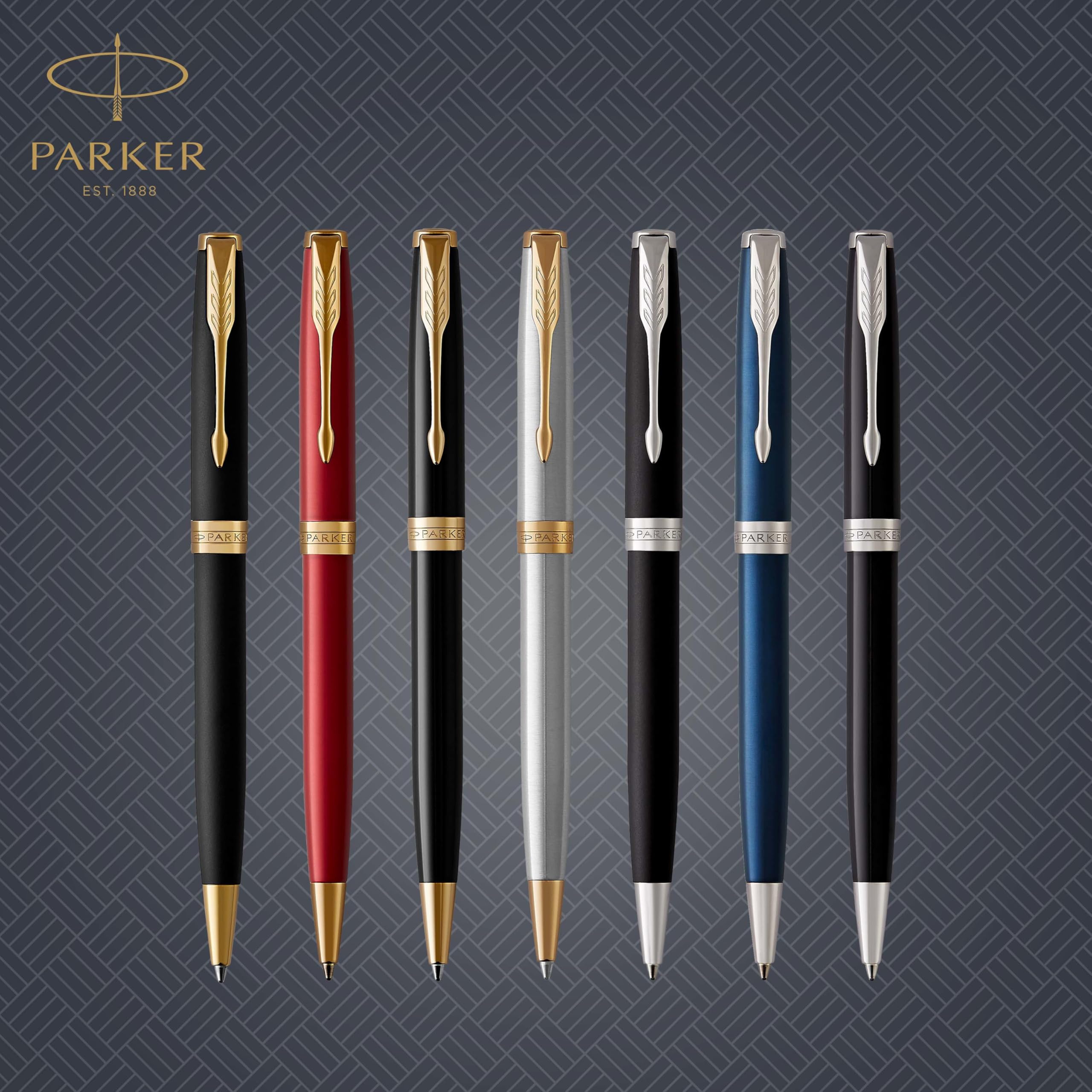 Parker Sonnet Ballpoint Pen | Matte Black Lacquer with Palladium Trim | Medium Point Black Ink | Gift Box