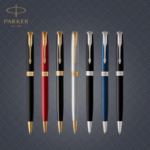 Parker Sonnet Ballpoint Pen | Matte Black Lacquer with Palladium Trim | Medium Point Black Ink | Gift Box