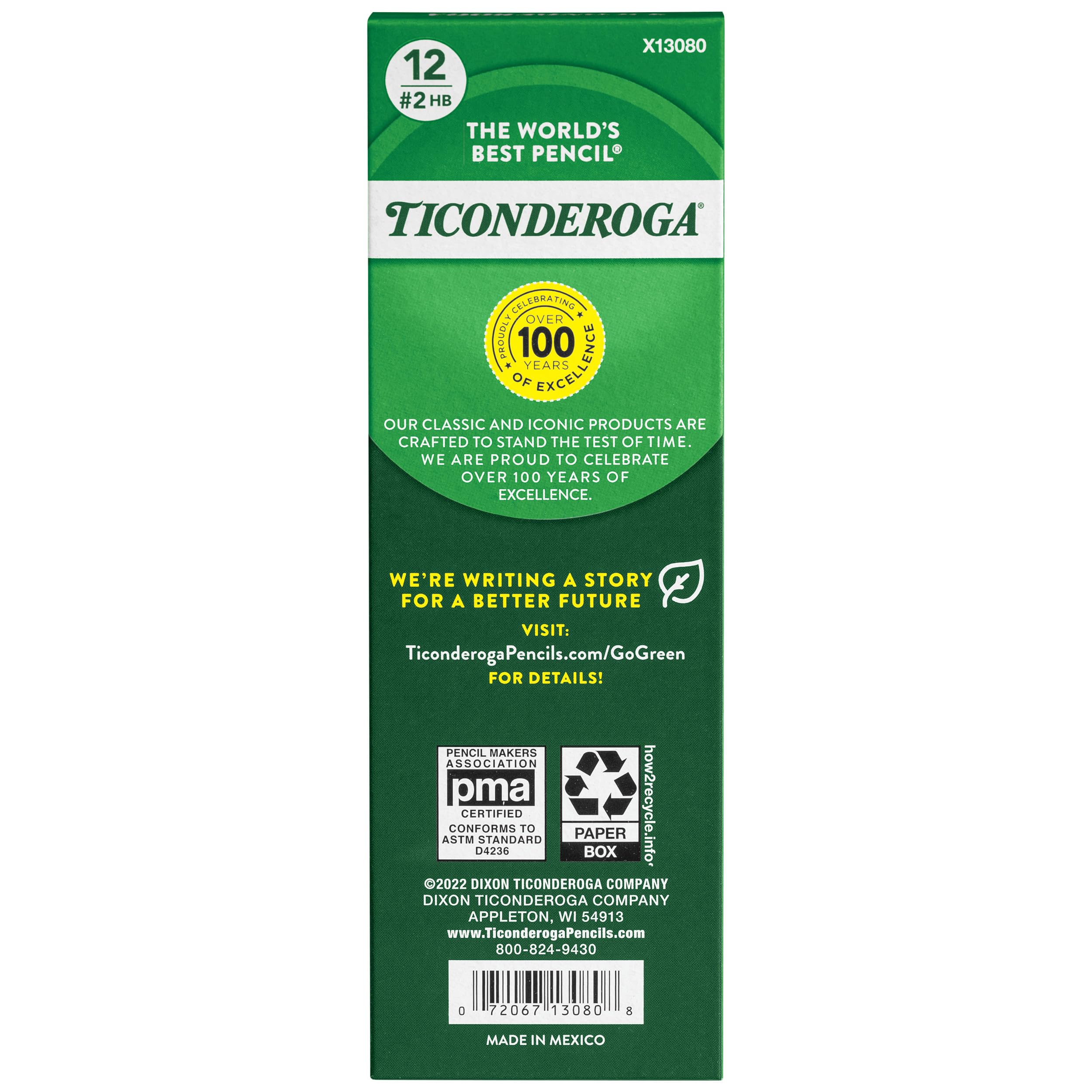 Ticonderoga Beginner Wood-Cased Pencils, 2 HB Soft, Yellow, 12 Count (X13080)