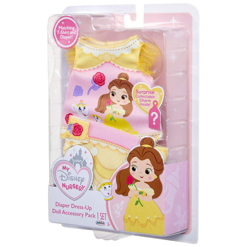 Baby Doll Clothes & Accessories, My Disney Nursery Belle Diaper Accessory Pack Inspired by Disney's Beauty & The Beast Belle Character! Includes Doll T-Shirt, Doll Diaper Cover, Clip with Charm