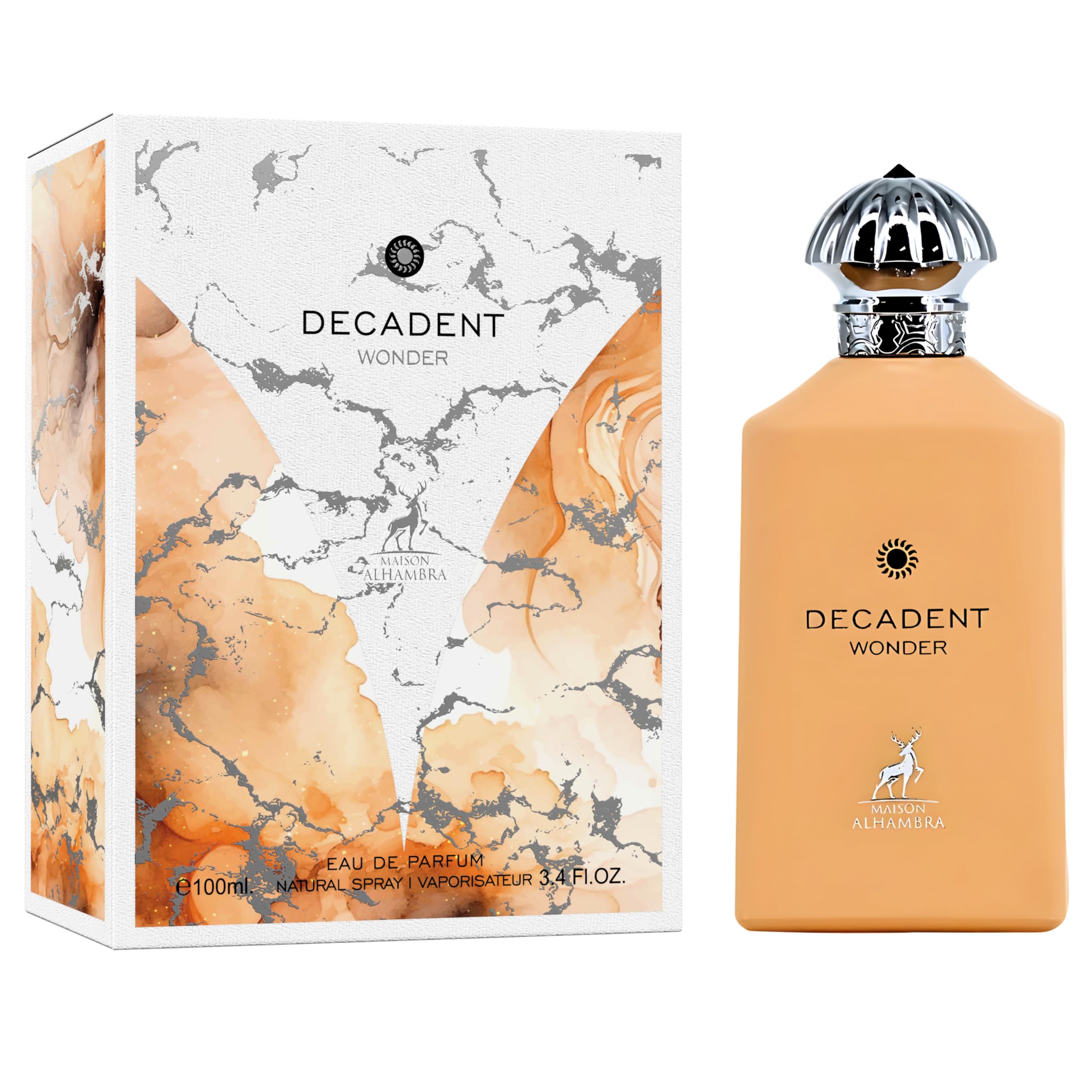 Maison Alhambra Decadent Wonder Eau De Parfum Spray - 100Ml (3.4 oZ), Lively Blend of Citrus, Spice & Floral Elegance with Indulgent Vanilla, Rum & Cocoa Finish, Long-Lasting Fragrance for Women & Men