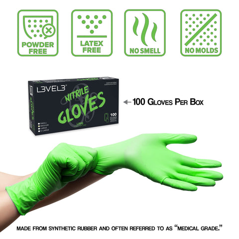 L3 Level 3 Nitrile Gloves - Professional Heavy Duty Disposable Gloves - Latex Free - Fits Snug - Box of 100
