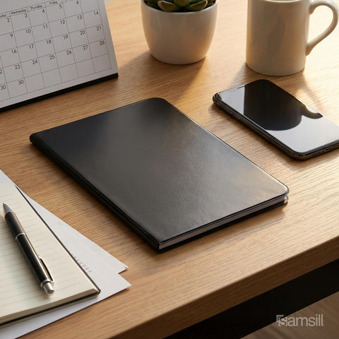Samsill Junior Padfolio, 5.5 Inch x 8.5 Inch Writing Pad, Black