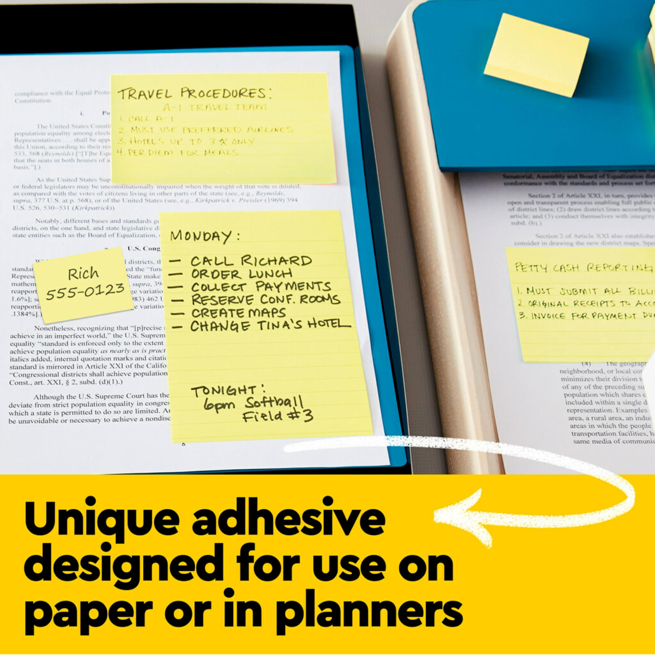 Post-it Notes, 3 in x 3 in, 12 Lined Sticky Notes Pads, 100 Sheets per Pad, The Iconic Canary Yellow Note, New Year Organization or Second Semester School Supplies
