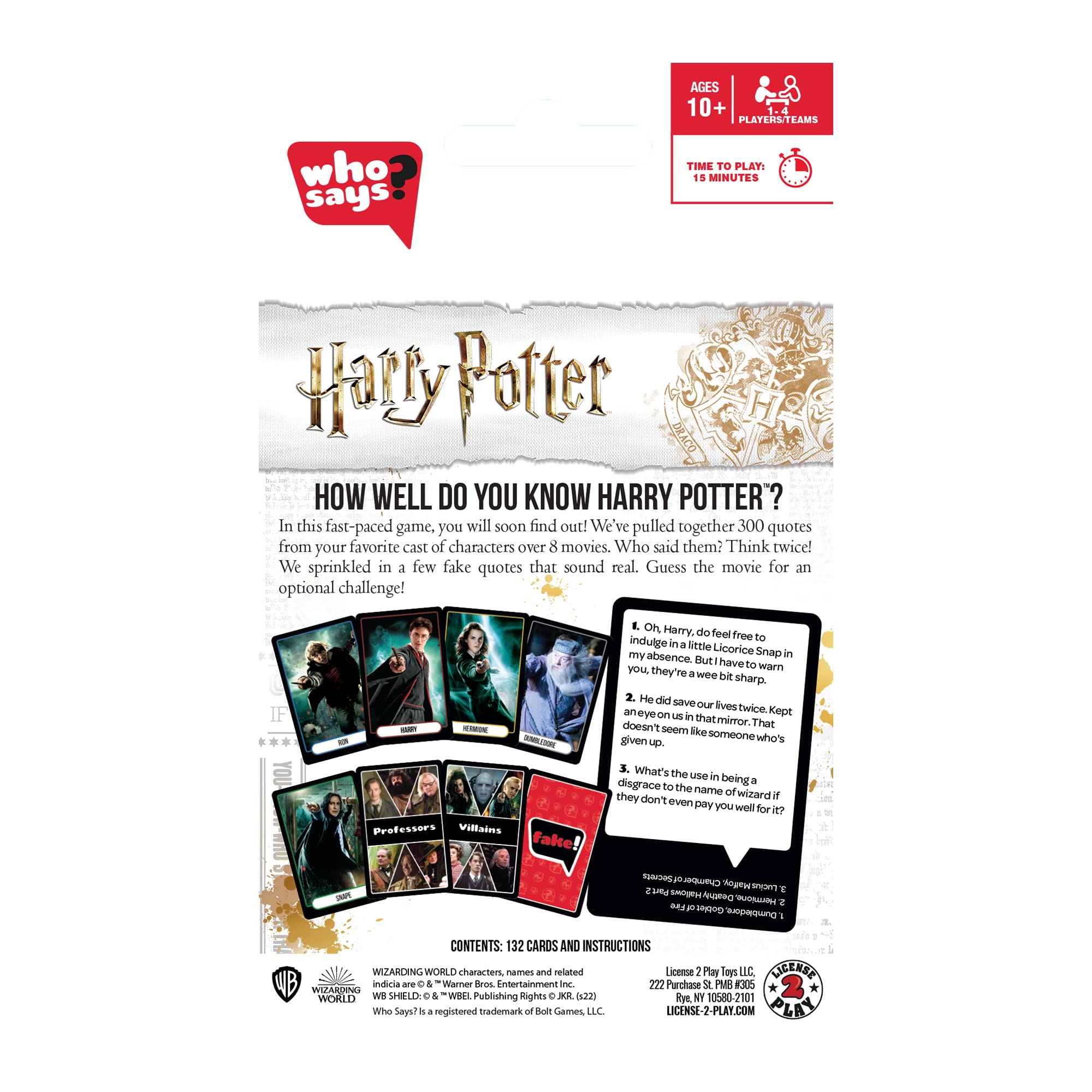 Who Says? Card Game Harry Potter Edition Ages 10 & Up