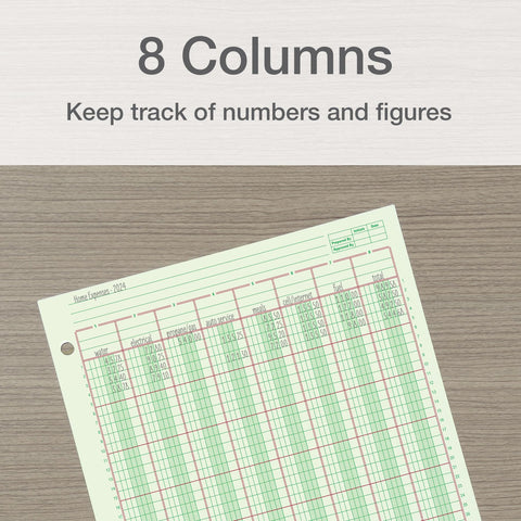 Adams Columnar Analysis Pad, 8 Column Ledger, 8.5" x 11", 100 Pages (50 Sheets), Green, 3 Hole Punch, for Accounting, Bookkeeping & Data (ACP85118)