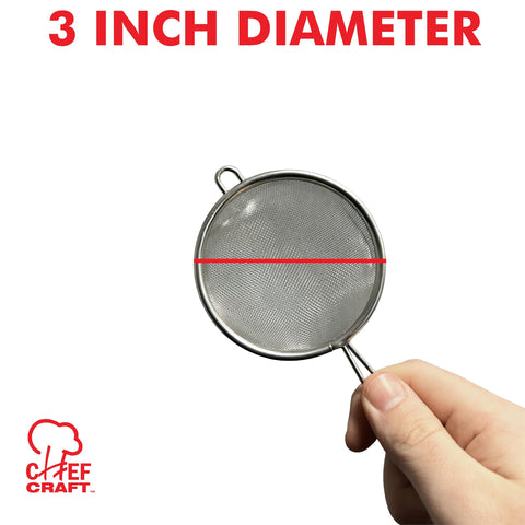 Chef Craft Basic Mesh Strainer, 3 and 4 Inch, 2 Piece Set, Stainless Steel