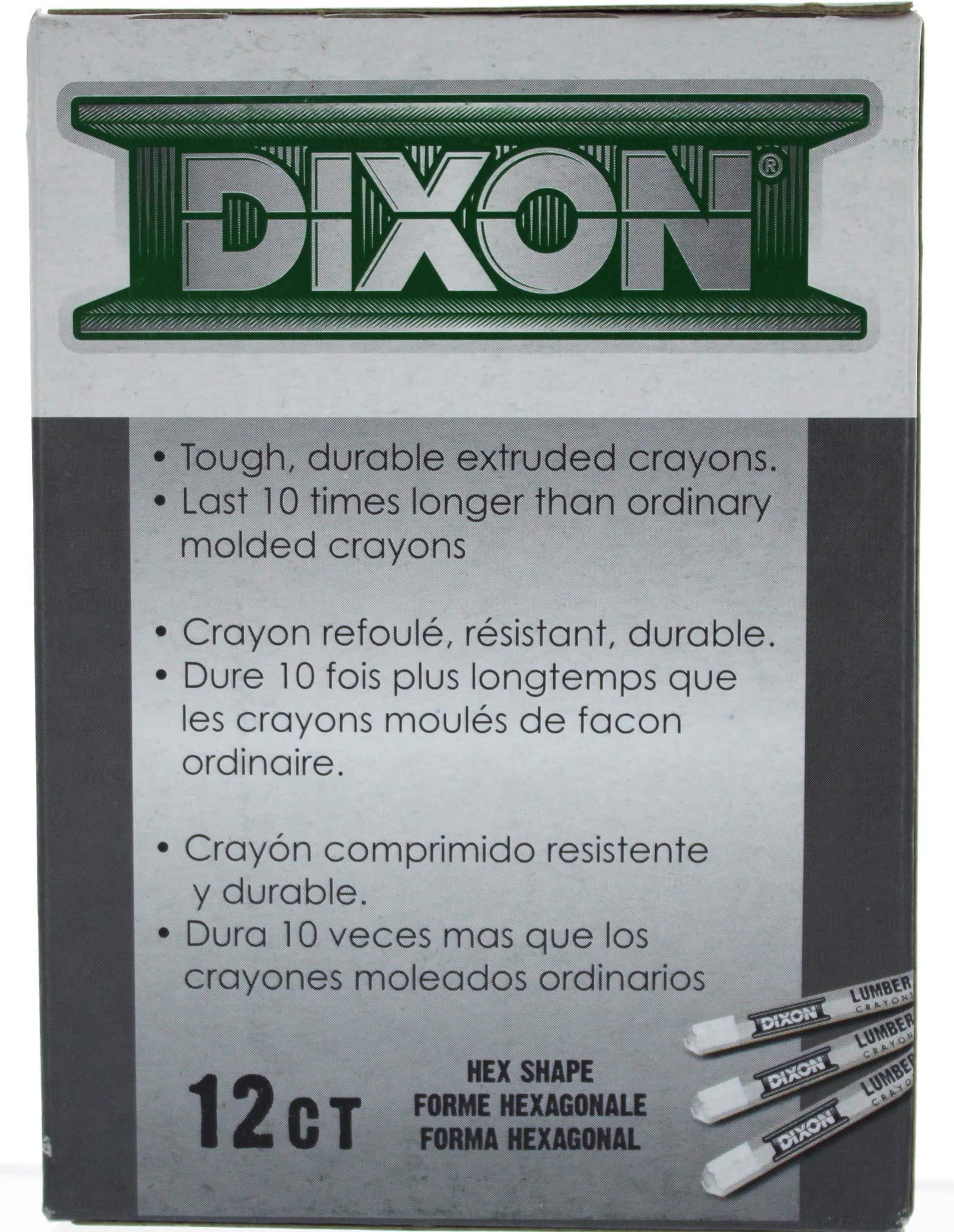 Dixon 52300 Lumber Crayons, 4 1/2 x 1/2, White, Dozen