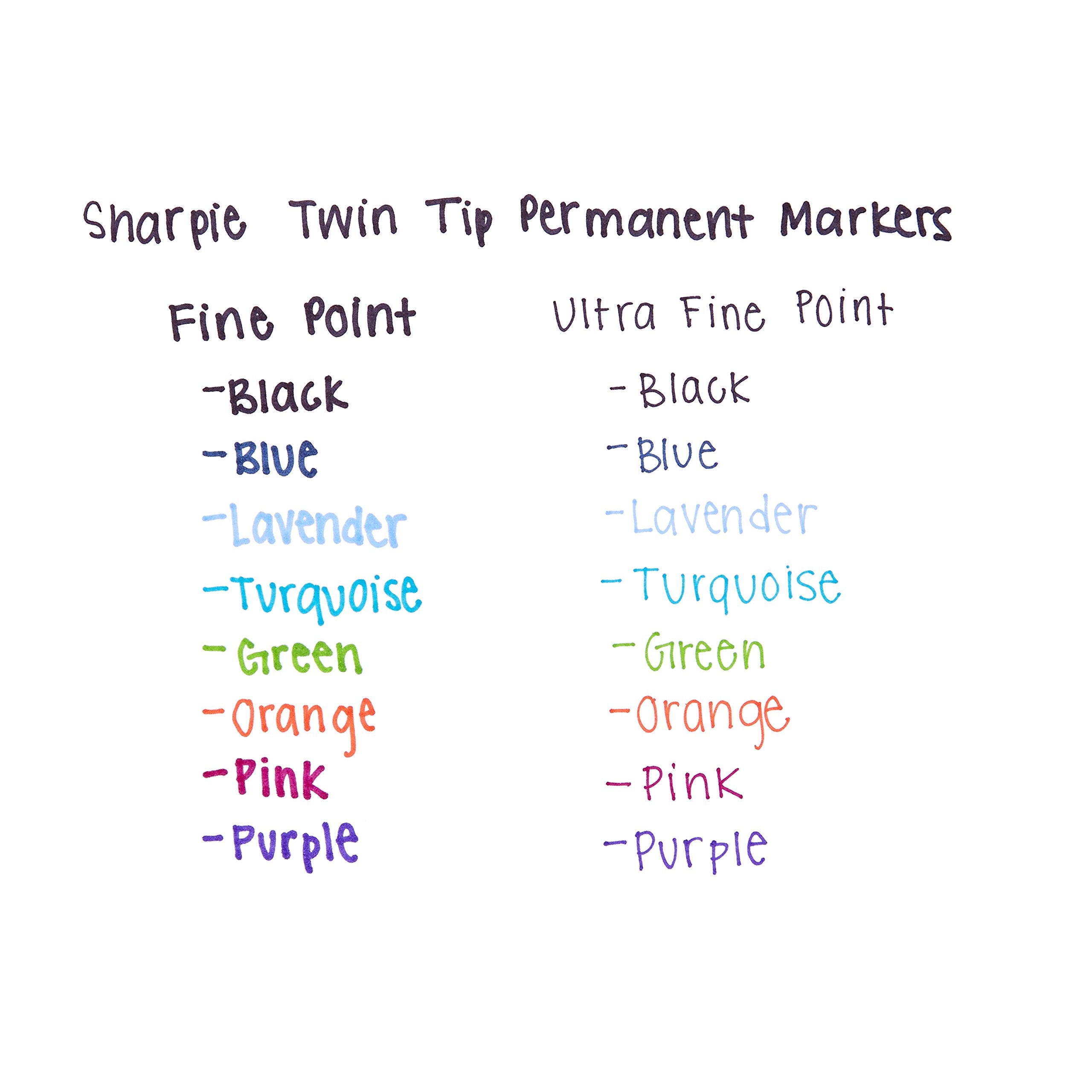 Sharpie 32174PP Twin Tip Permanent Markers Fine and Ultra Fine Assorted Colors 4 Count