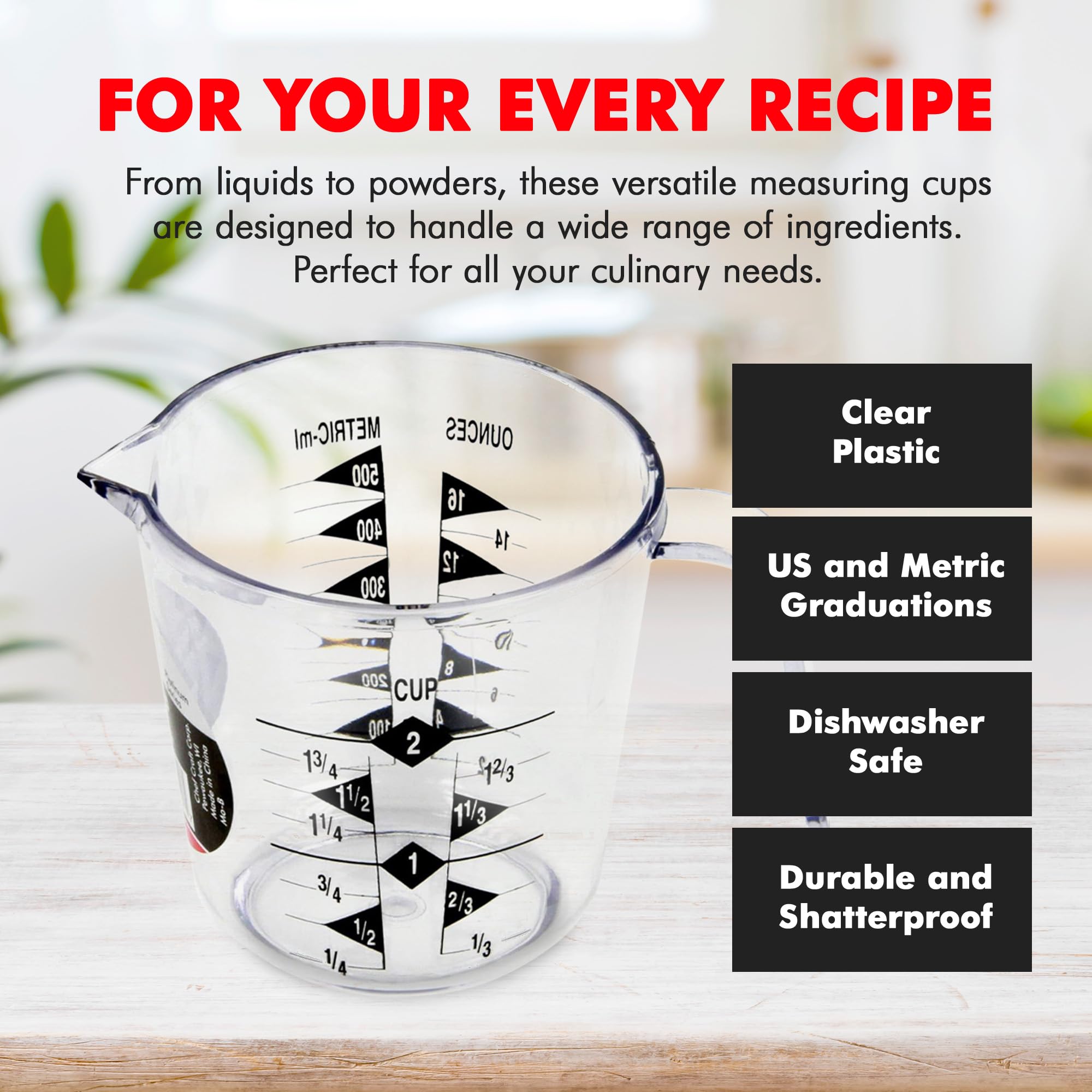 Chef Craft Select Plastic Measuring Cup, 2 Cup, Clear