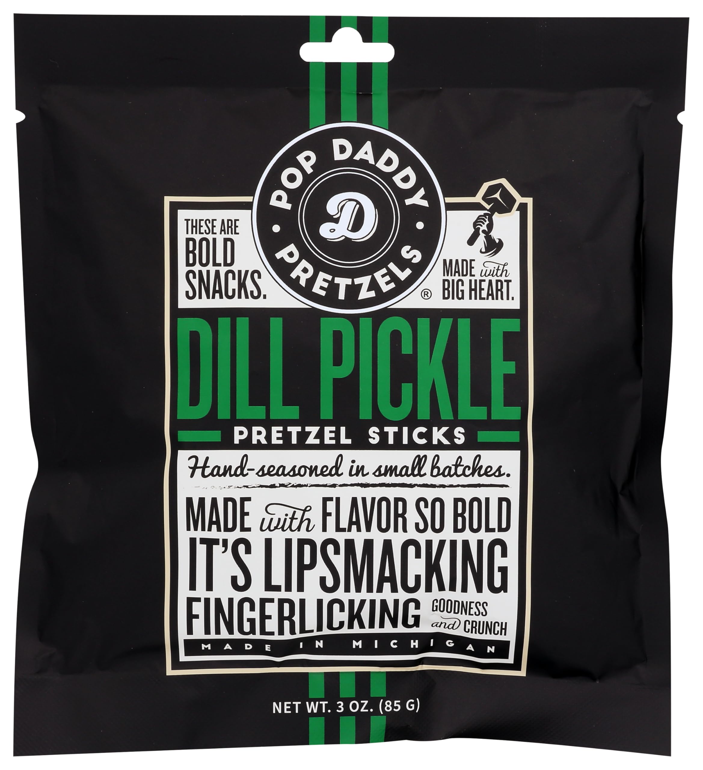 pop daddy pretzel snacks, Dill pickle 3 0z.