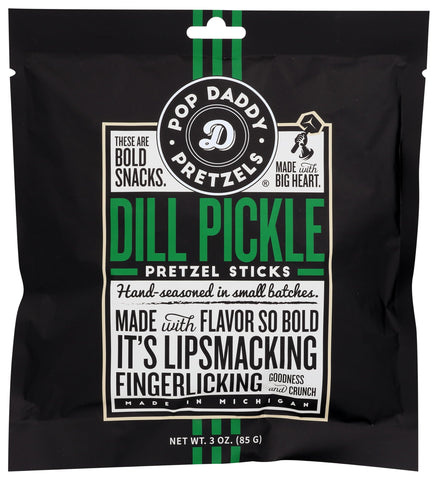 pop daddy pretzel snacks, Dill pickle 3 0z.