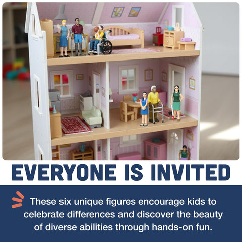 Creative Minds Marvel Education Diverse Abilities Toy Figure Set for Kids Ages 3+, Set of 6 Inclusive Toy Figurines with Wheelchairs, Canes, and More, Multicolor