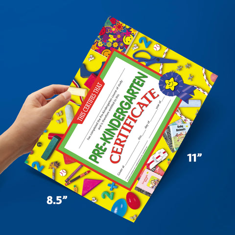 Hayes Pre-Kindergarten Diploma Certificates, Pre-K, Keepsake Graduation Certificates for Kids, Customizable Graduation Award for Students, Full-Color Glossy Finish, 8.5" x 11" - 30 Pack