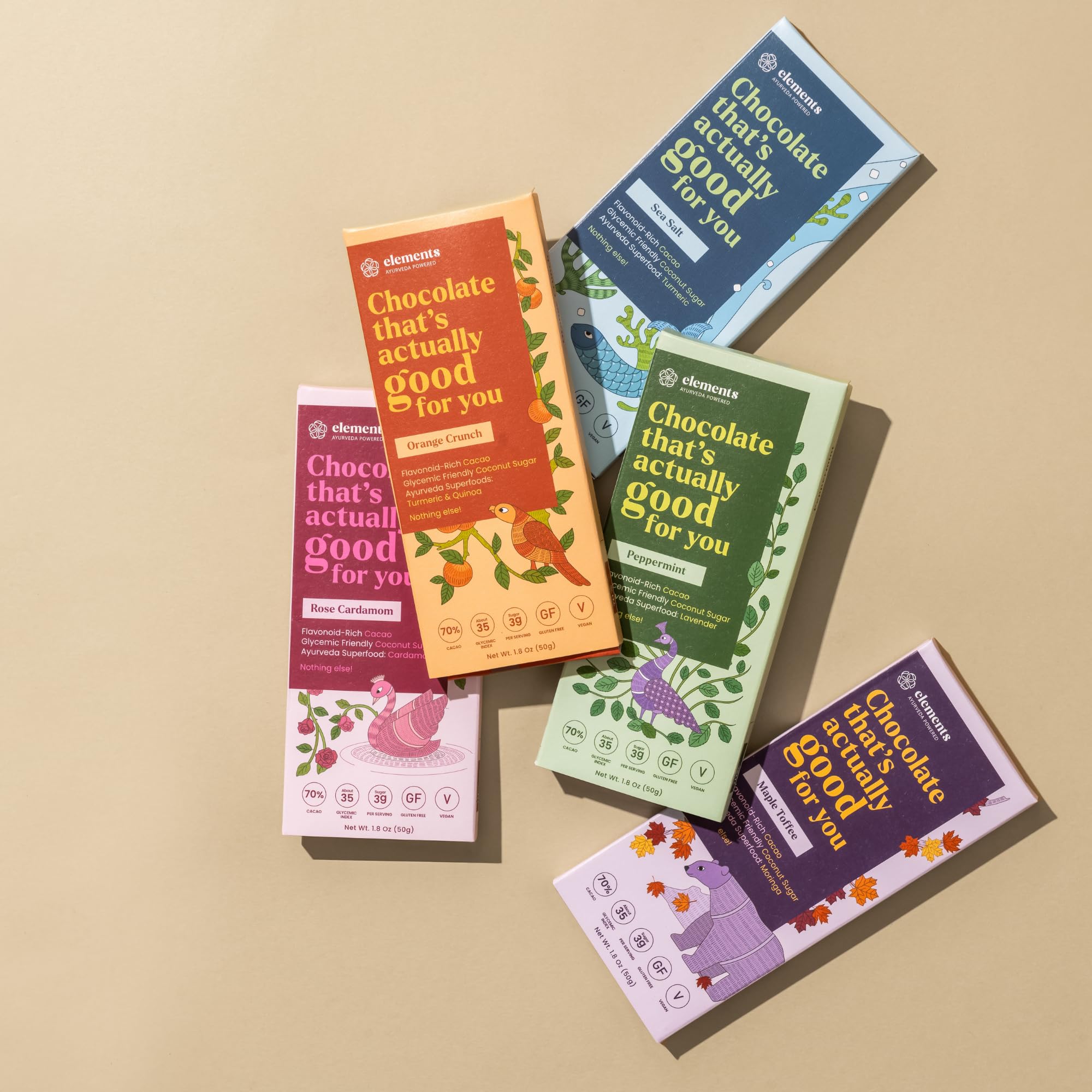 Elements Truffles Sea Salt Flavoured Dark Chocolate Bar| Ayurvedic, Vegan & Gluten Free | No Refined Sugar & Artificial Flavours | Enriched with Cocoa, Coconut Sugar & Turmeric 50g