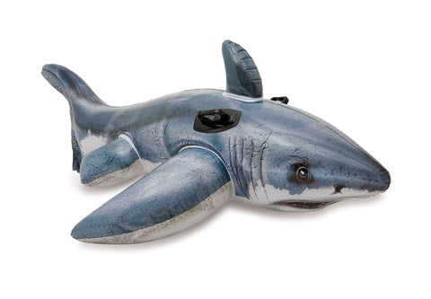 INTEX Great White Shark Inflatable Pool Float: Animal Pool Toy For Kids – 2 Heavy-Duty Handles – 88lb Weight Capacity – 68" x 42" – For Ages 3+