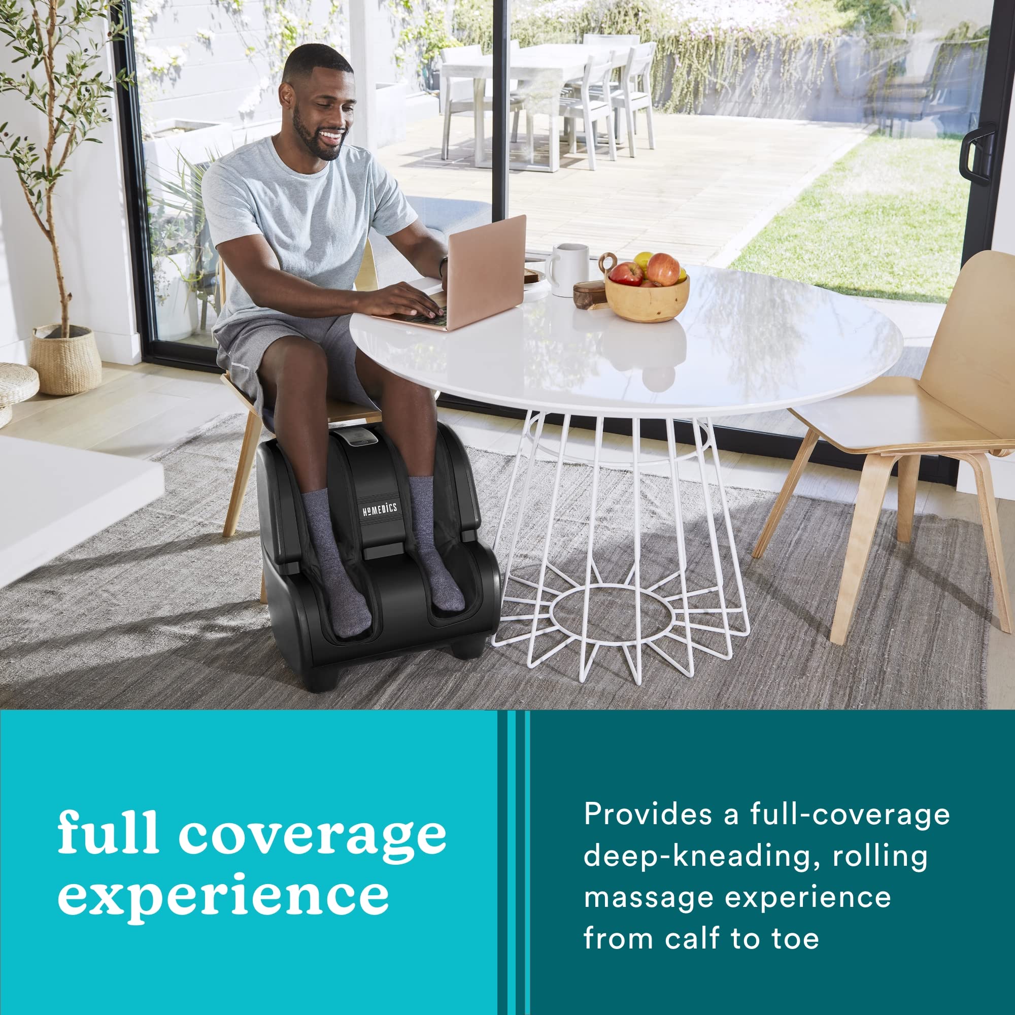 Homedics Foot and Calf Massager, Deep Kneading Rolling Massage with 4 Programs, 3 Intensities, Adjustable Tilt for Comfort & Washable Liners. Foot Massager Machine That Hits The Calf at The Same time
