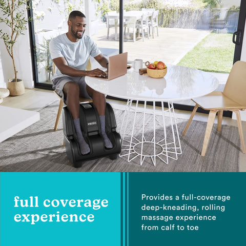 Homedics Foot and Calf Massager, Deep Kneading Rolling Massage with 4 Programs, 3 Intensities, Adjustable Tilt for Comfort & Washable Liners. Foot Massager Machine That Hits The Calf at The Same time
