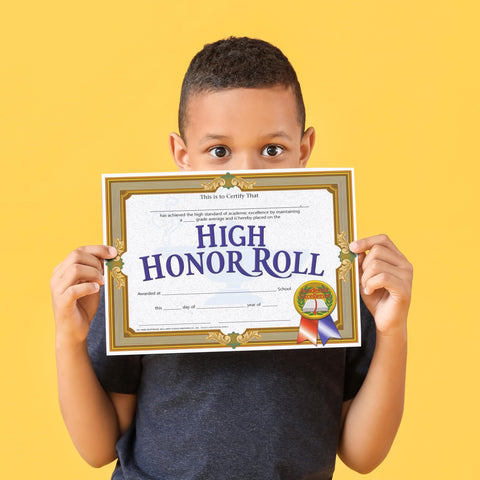 Hayes High Honor Roll Certificates, Academic Excellence Awards for Students, Customizable Award for Students, Kids, and Children, Full-Color Elegant Gold Frame Design, 8.5" x 11" - 30 Pack