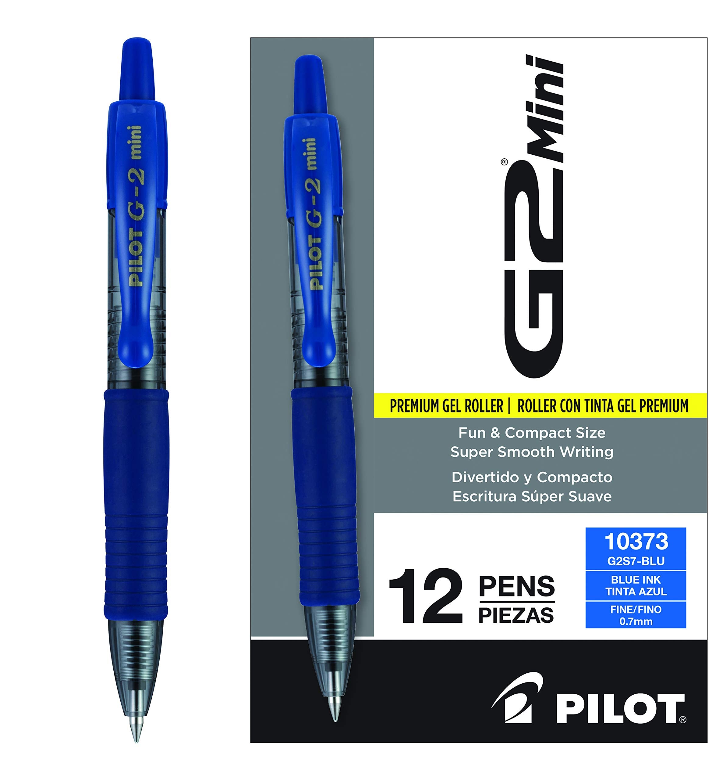 PILOT G2 Mini Premium Rolling Ball Gel Pens, Fine Point, Blue Ink, 12-Pack (10373)