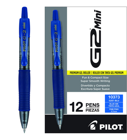 PILOT G2 Mini Premium Rolling Ball Gel Pens, Fine Point, Blue Ink, 12-Pack (10373)