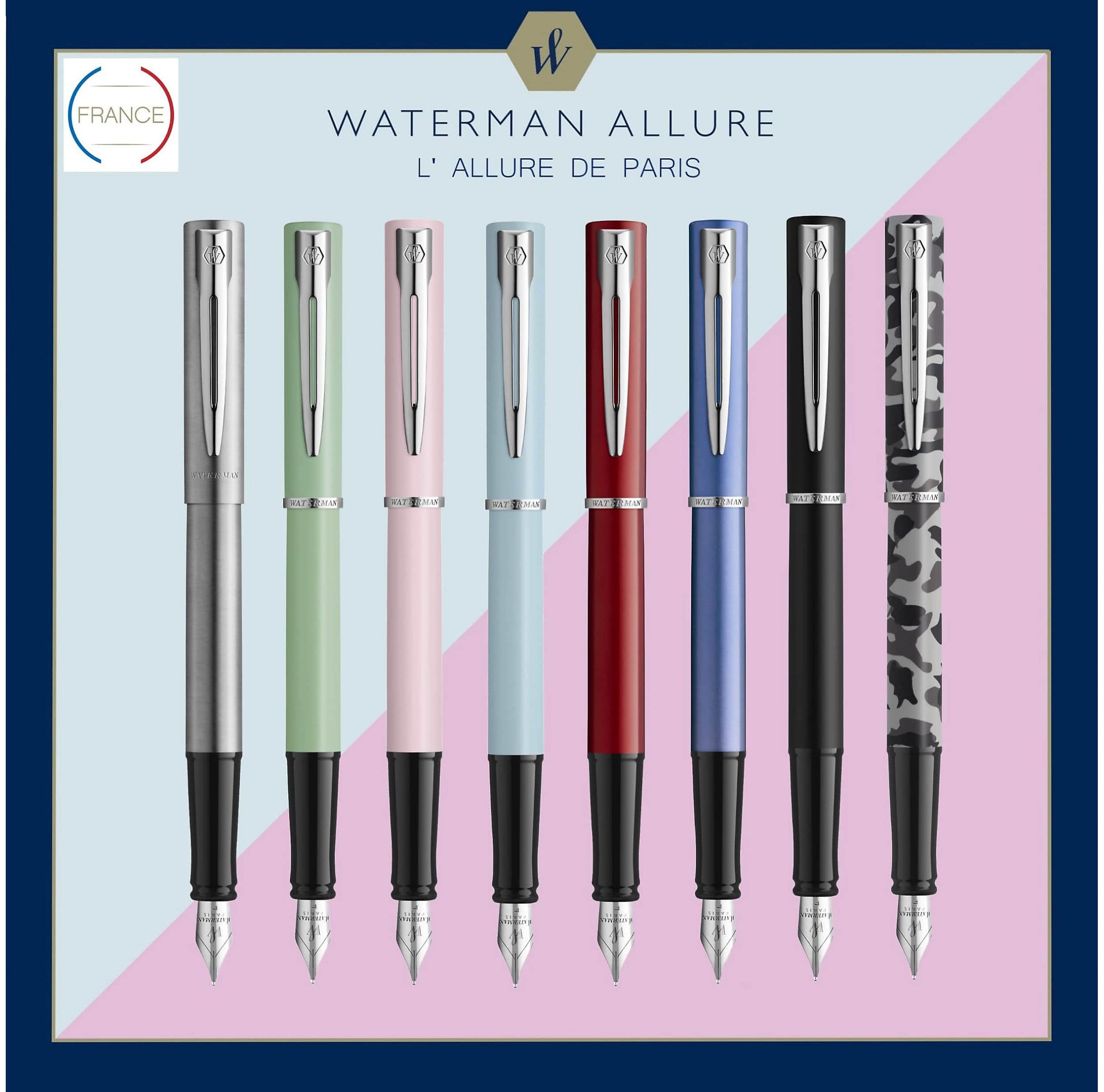 Waterman Allure Fountain Pen | Mint Green Matte Lacquer with Chrome Trim | Fine Stainless Steel Nib | Blue Ink | With Gift Box
