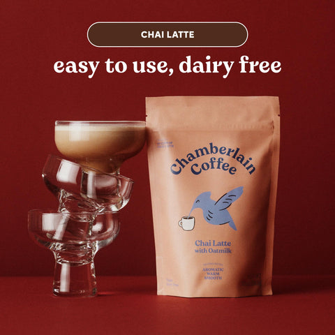 Chamberlain Coffee Chai Tea Mix - Vegan Chai Tea Latte, Made with Oat Milk and Spices, Creamy Powder for Hot and Iced Instant Latte, Cafe Quality - 10 oz, 10 Servings