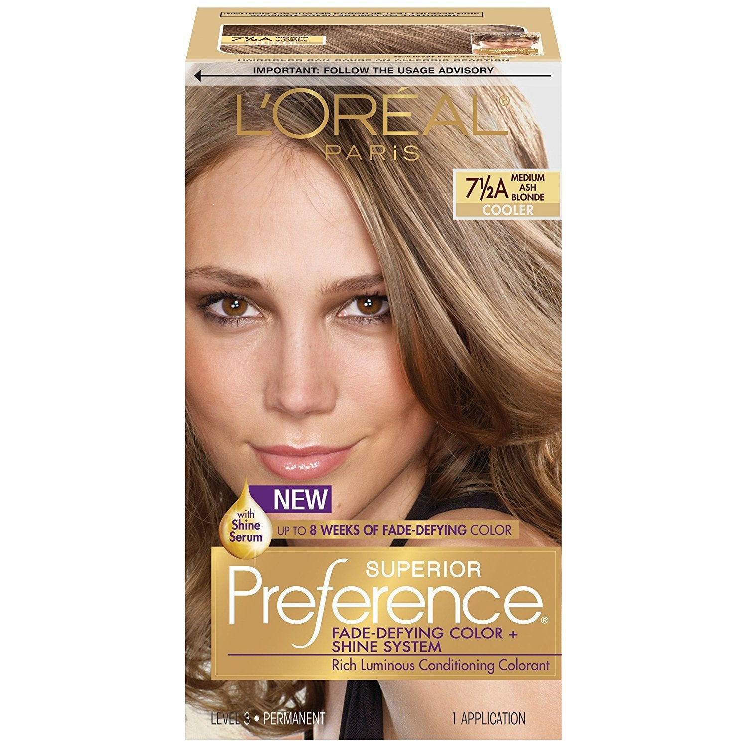 L'Oreal Superior Preference Hair Color [7-1/2A] Medium Ash Blonde (Cooler) 1 Each (Pack of 3)