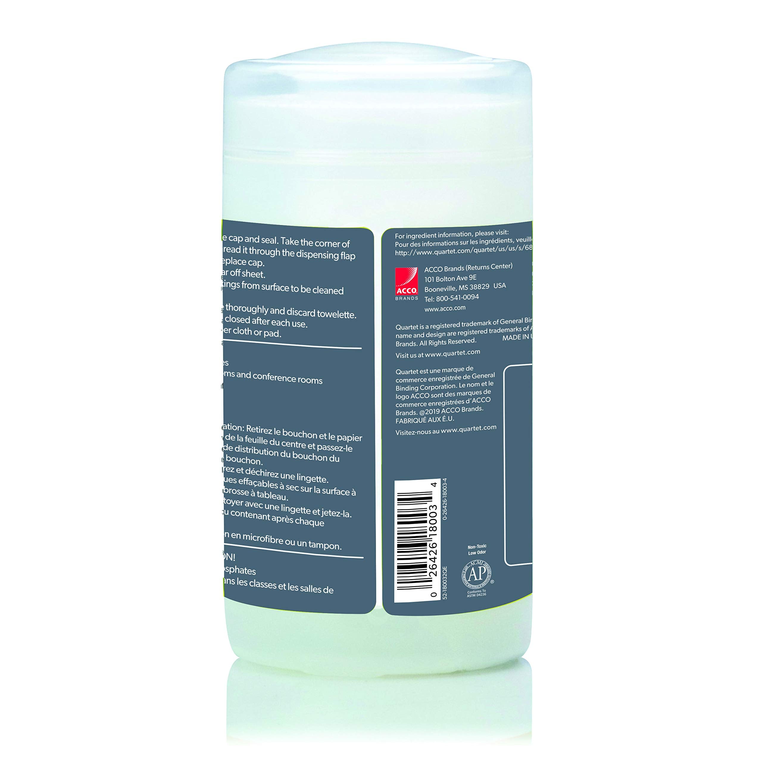 Quartet Dry Erase Cleaning Wipes, 70 Sheets, Non-Toxic Disposable Whiteboard Wipes, Low-Odor (52-180032Q),70 Wipes