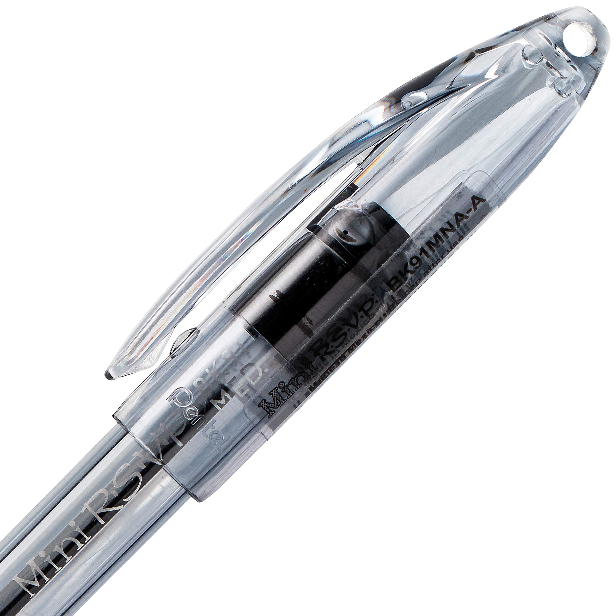 Pentel RSVP Mini Ballpoint Pen, (1.0mm) Medium Line, Assorted Ink (A/B/C/D/F/P/S/V) w/Key Ring, 8-Pk (BK91MNBP8M)