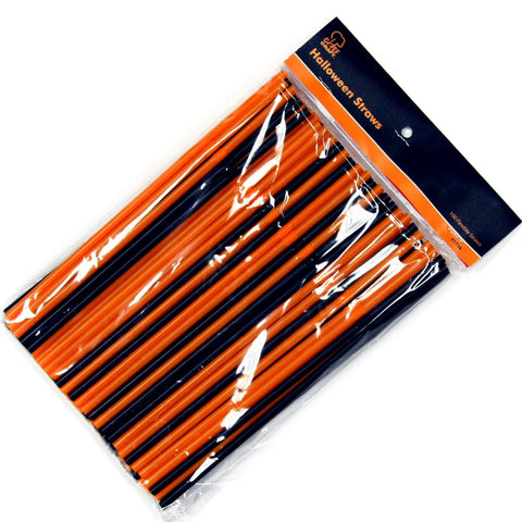 Chef Craft Select Plastic Flexible Halloween Straws, 8 Inch 100 Piece Set, Black/Orange
