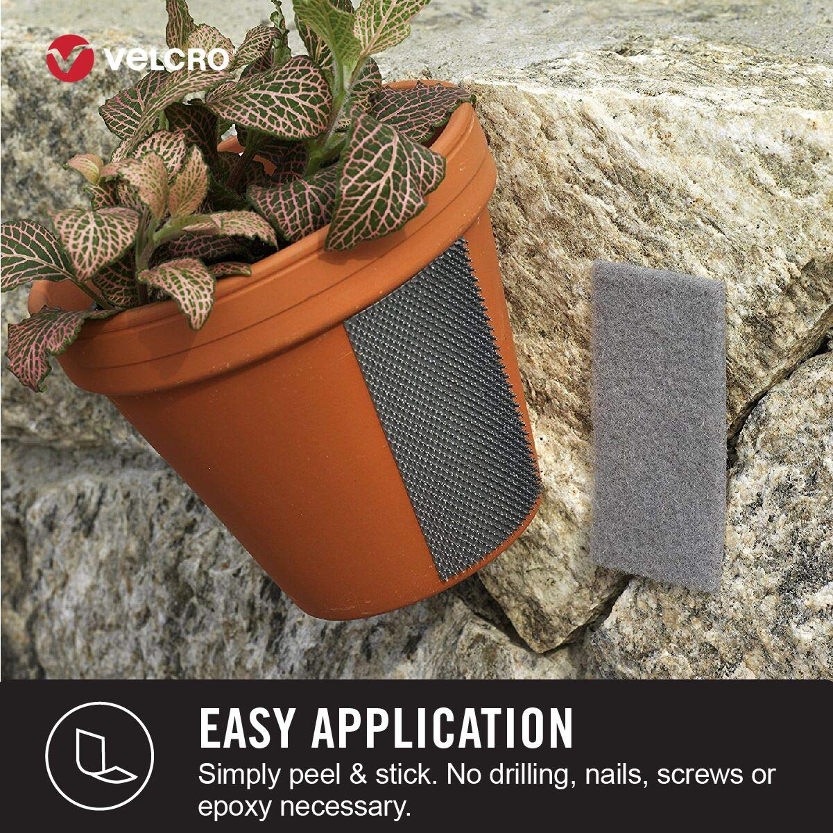 VELCRO Brand Outdoor Wide Heavy Duty Strips | 6" x 4" Pk of 3 | Holds 15 lbs | Titanium Extreme Industrial Strength Adhesive Fasteners | Strong Weather Resistance for Rough Surfaces (91471)