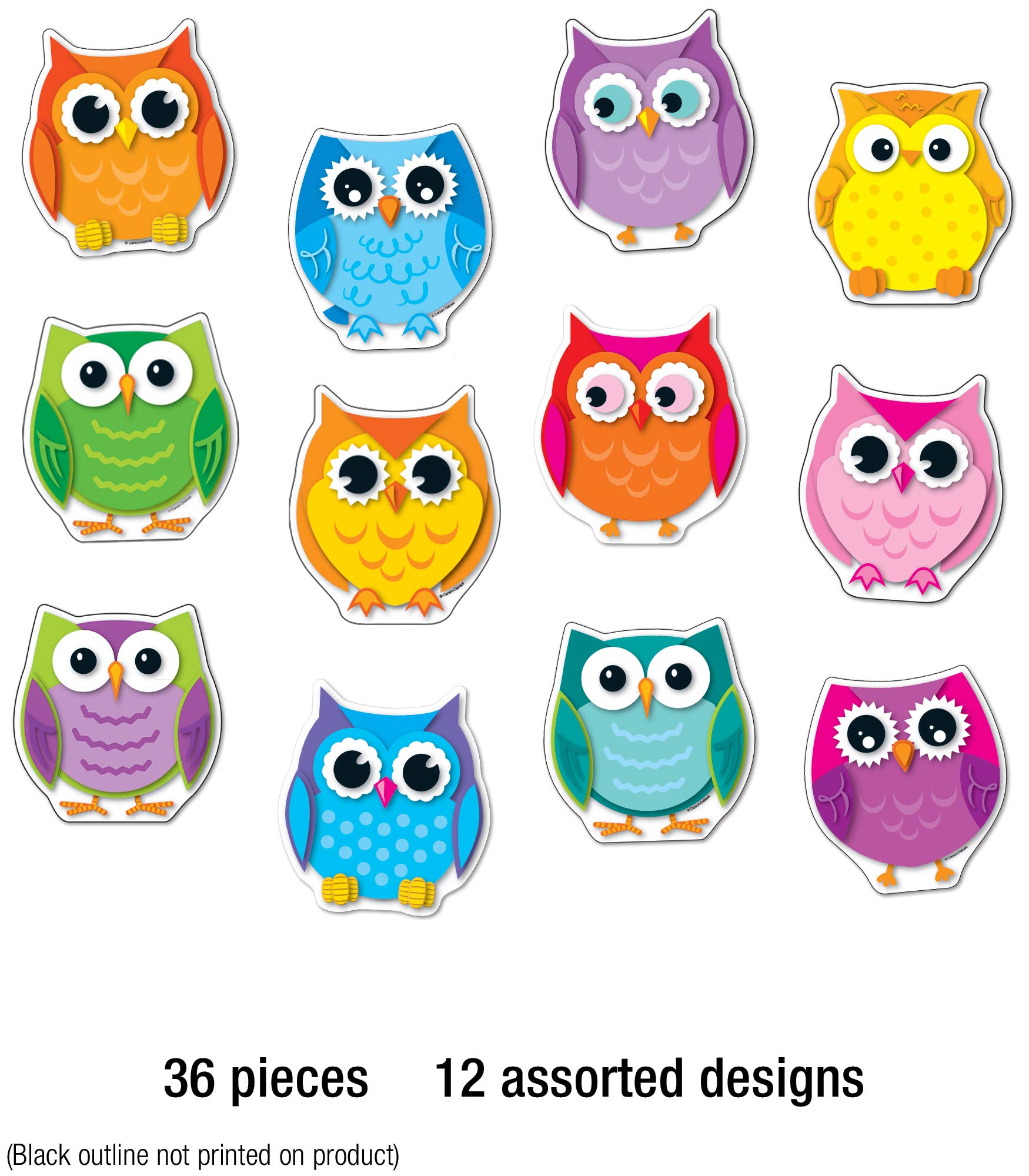 Carson Dellosa 36-Piece Colorful Owl Bulletin Board Cutouts, Colorful Owl Cutouts for Bulletin Board, Bird Classroom Décor, Owl Classroom Décor, and Bulletin Board Decorations