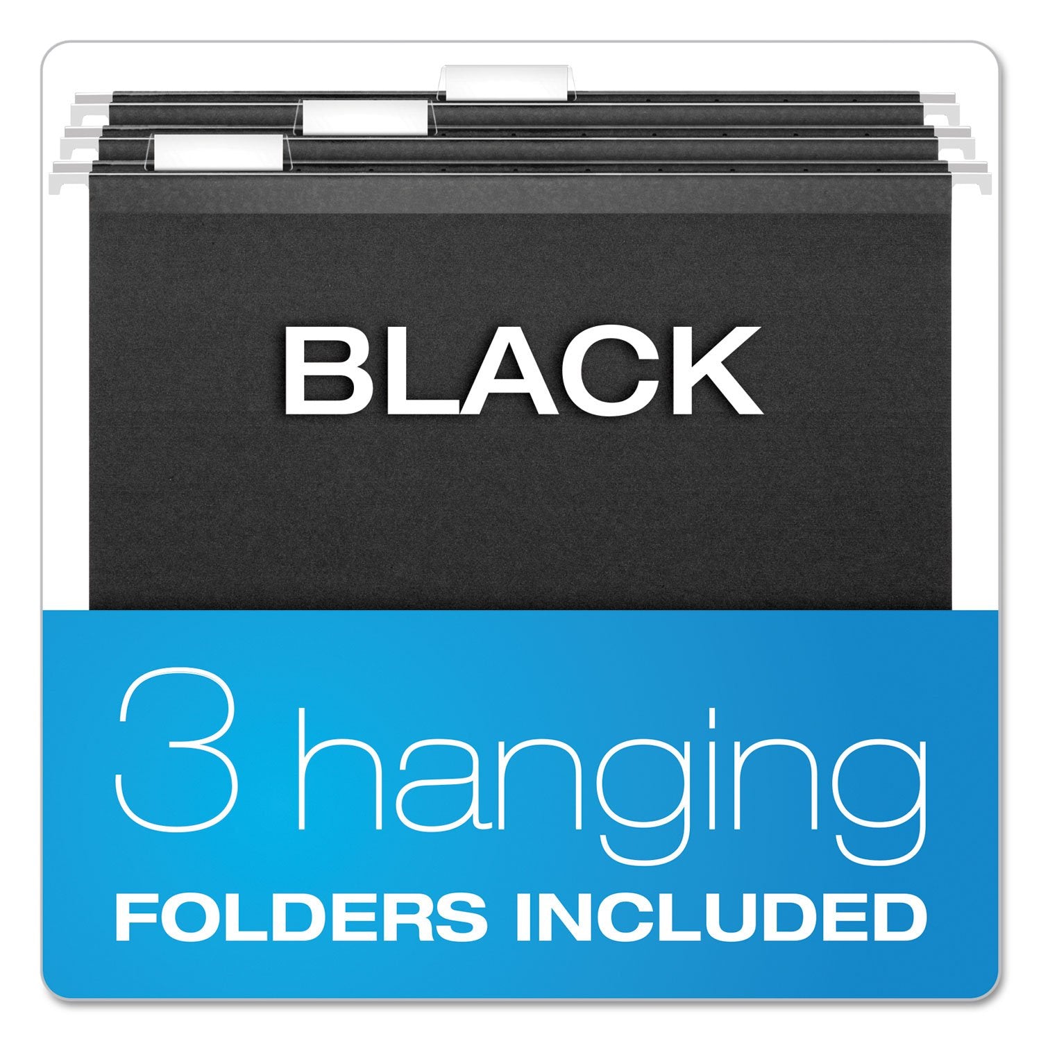 Pendaflex Portable File Box with File Rails, Hinged Lid with Double Latch Closure, Black, Includes 3 Letter Size Hanging Folders (41732)