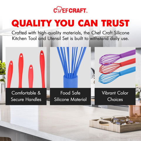 Chef Craft Premium Silicone Wire Cooking Whisk, 10.5 inch, Blue
