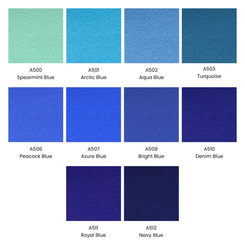 ARTEZA Blue Craft Felt Sheets, 8.3 x 11.8 Inches, Set of 50, 20 Soft and 30 Stiff Non Woven Felt Fabric for Sewing and DIY Projects