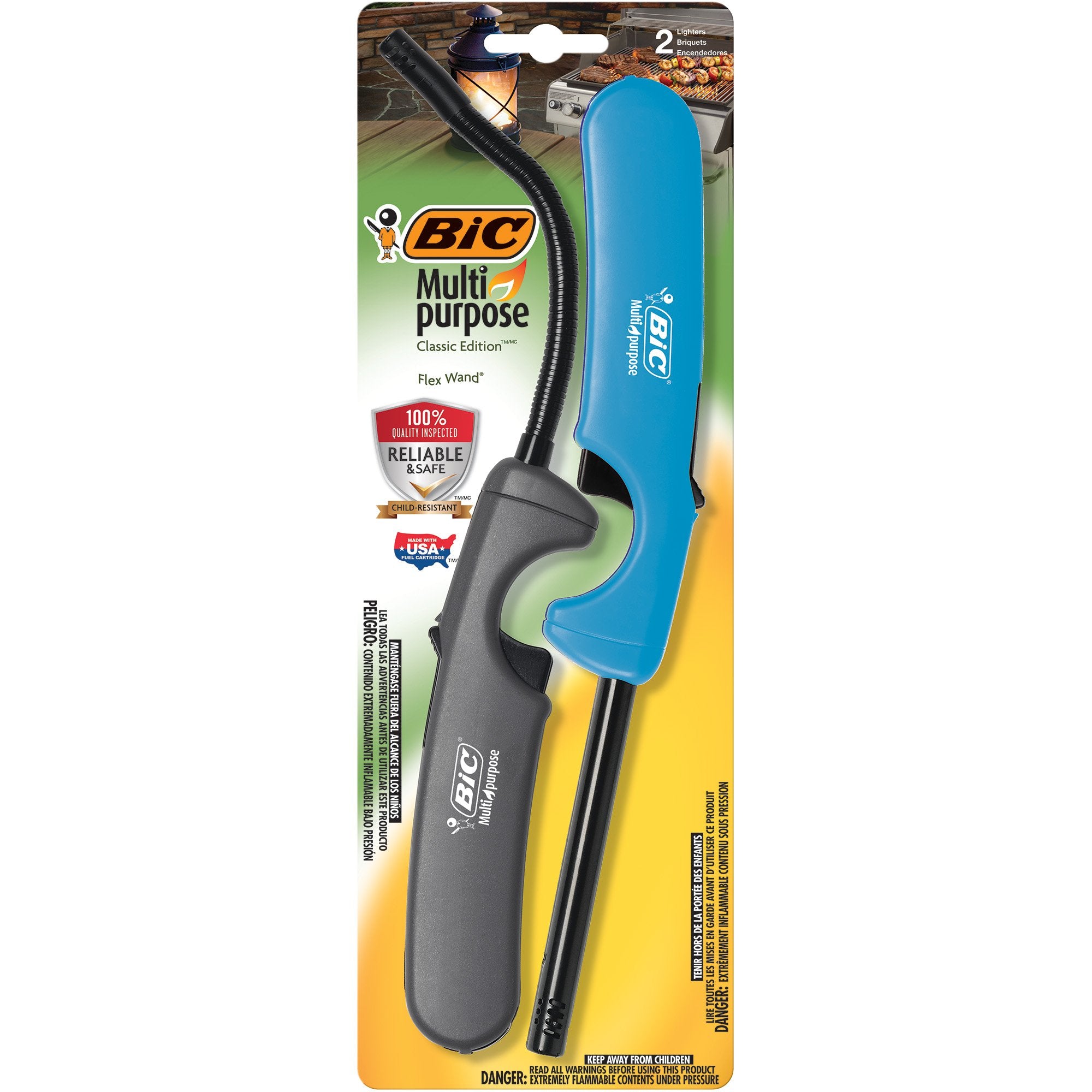 BIC Multi-Purpose Classic Edition Lighter & Flex Wand Lighter, 2-Pack
