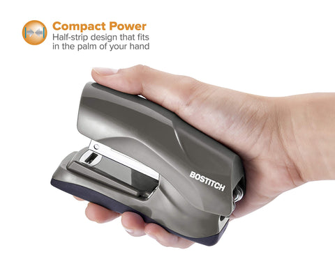 Bostitch Office Heavy Duty Stapler, 40 Sheet Capacity, No Jam, Half Strip, Fits into the Palm of Your Hand, For Classroom, Office or Desk, Gray