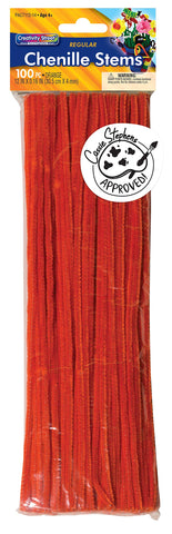 Creativity Street Chenille Stems/Pipe Cleaners 12 Inch x 4mm 100-Piece, Orange