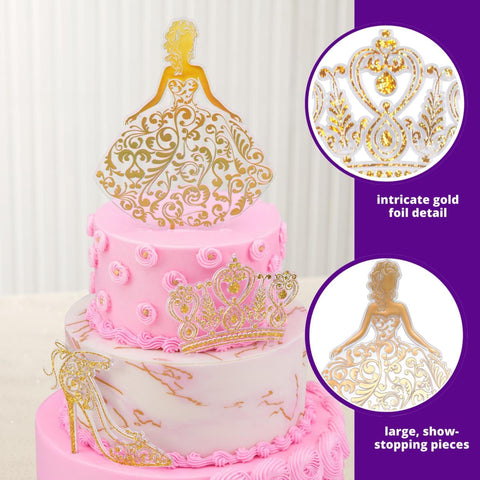 DecoPac QUINCEANERA Cake Decorating Kit, XL-GOLD Cake and Cupcake Toppers for Girls Sweet 15 Birthdays and Parties, Quince Años